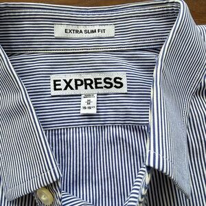 Express Men's White and Blue Shirt extra slim fit